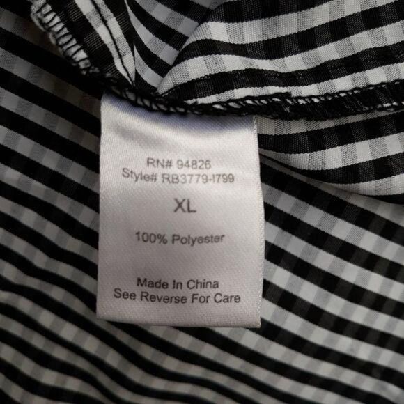 Picnic Gingham Plaid Off The Shoulder Tiered Ruffle Statement Sleeve Top Sz XL - Picture 4 of 11